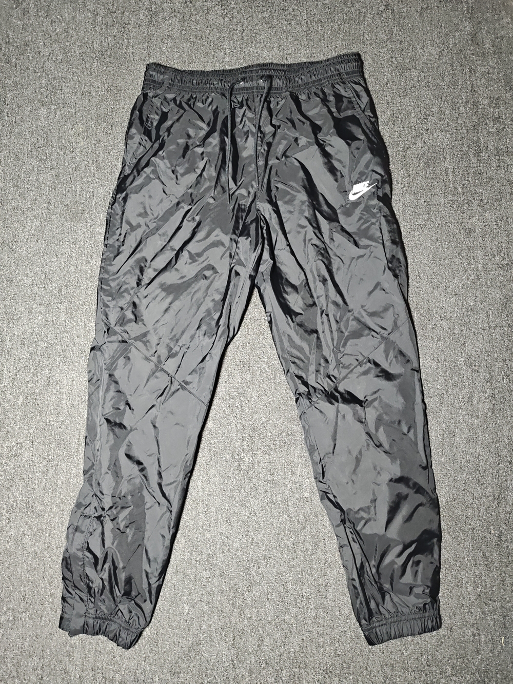 Nike Pants Medium Black White Track Pants Woven Elastic Waist Stretch Mens